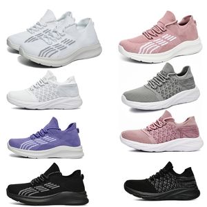 Women Running Shoes Breathable Lace-up Mesh Black White Purple Grey Pink Shoes Mens Trainers Sports Sneakers GAI