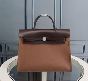 31 cm große Canvas-Taschen, modisches Luxus-Design, hohe Kapazität, Damen-Tragetaschen, wasserdichte Schultertaschen mit geprägtem Schloss, Rindsleder, echtes Leder, Handtasche, Schal, Pferdeanhänger