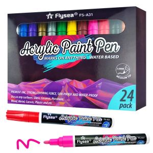 Markers Flysea 12/24 Colors Aluminum Tube Acrylic Marker Pen 3mm DIY Painting, Fabric, Ceramics Graffiti Acrylic Pen Art Supplies