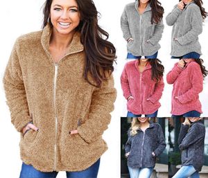 Kvinnor mjuka fleece hoodies dragkedja sherpa tröjor hösten vinter varm tröja cardigan casual solid hoodie jacka damer toppkläder 10192862798