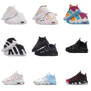 More Uptempos kids children basketball shoes boys girls up tempos scottie pippen running shoes Triple Black University Blue baby toddlers trainers sports sneak 24