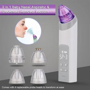 2 in 1 Aspiratore nasale per bambini Aspiratore per punti neri Aspirapolvere elettrico per naso Aspirazione per naso con schermo LED Flash luci musica 240219