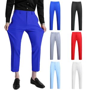 Spodnie Plyesxale Red Red Zielony czarny biały szary garnitur Man Kidka długość Slim Fit For Men 6xl Formal Dress Pants P39