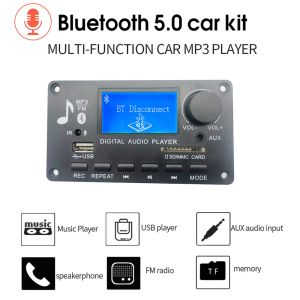 プレーヤーDC 12V Bluetooth 5.0オーディオMP3 USB TFラインLCD画面付きFMデコーダーボードのコールレコーディングサポート