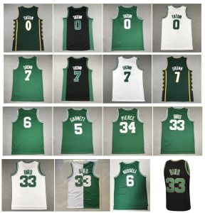 Jayson Tatum Retro Basketball Jersey Jaylen Brown BILL 6 RUSSELL LARRY 33 BIRD Kevin Garnett Paul Pierce White Green Black Size S-XXL