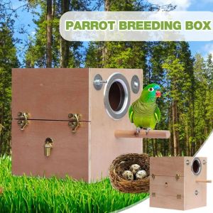 Ninhos ninho de papagaio caixa de reprodução papagaios casa de acasalamento de madeira pássaro aviário budgie gaiola caixa de nidificação para papagaios pombos periquito calopsita