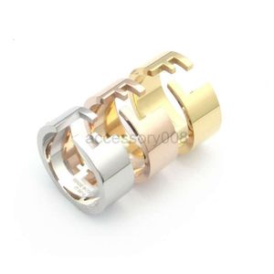 Anelli Originale inciso designer cavo aperto Anello stravagante oro 18 carati argento rosa acciaio inossidabile 316L lettera Anelli donna uomo gioielli da sposa Lady regali per feste 6 7 8 9