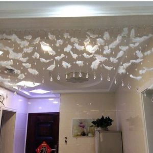 natural crystal feather curtain 1m long white feather door curtain Home & Garden Decorations