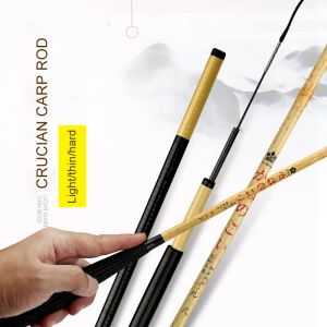 Rods 2018 Anzhenji New Ultralight Carbon Crap Fishing Rod 37 Tune Bamboo Color Hand Rod 2.7m 4.5m 5.4m 6.3m Stream Fishing Gear