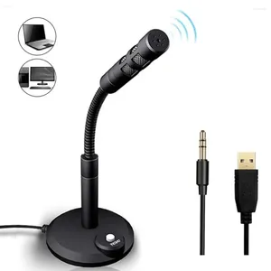 Microphones 3.5mm Studio Microphone Speech Mic Stand Holder USB Desktop Mini Notebook Computer For PC