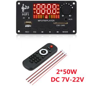 Player 50W Amplificador Bluetooth 5.0 12V 100W MP3 Decoder Board Gravação de Chamadas 22V Música Sem Fio Modul USB TF AUX Rádio FM para carro