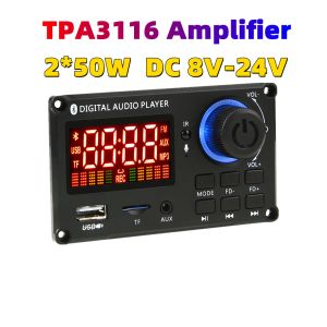 Radyo TPA 3116 2*50W Amplifikatör Kod Çözücü Kart 12V Bluetooth 5.0 Araç FM Radyo Modülü Desteği TF USB AUX WAV/WMA Kod Çözücü Kartı