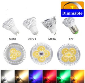 50pcslot LED -glödlampa Färg Spotlight 3W 4W 5W GU10 GU53 E27 E14 Varm vit röd grön blå gul dimbar spot Light2468330