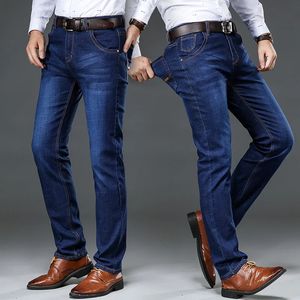 42 44 Spring and Autumn Classic Mens Stor storlek Jeans Fashion Business Casual Stretch Slim Black Blue Brand Pants 240321