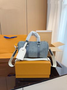 And 24SS Mens Womens Universal Luxury Designer Spring/Summer Keepall 25 Vintage Denim Travel Bag Tote Shoulder Crossbody Original Hardware 25CM