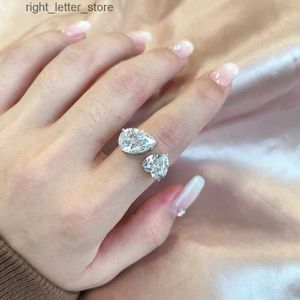 Anéis Queen Heart Lab Moissanite Anel de prata real Anéis de casamento para mulheres Jóias de promessa de noiva 240229