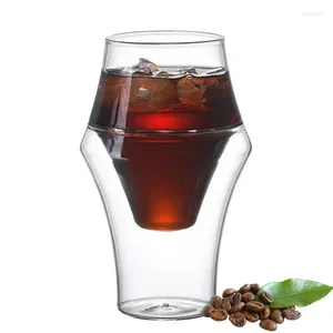 Weingläser, doppelwandige Glastasse, einzelne Lippe, isolierte Getränke-Café-Tassen für Kaffee, Tee, Whiskey, Cocktails