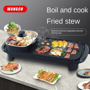 1300W Non Stick Electric BBQ pot Grill Smokeless Barbecue Machine Adjustable Household Ovens Cooking 240223