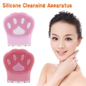 Dispositivos de silicone elétrico escova facial cuidados com a pele escova ultra-sônica vibração poros limpeza lavadora cravo escova de limpeza facial