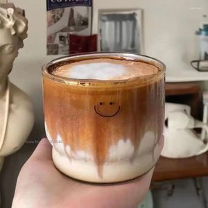 Bicchieri da vino Simpatico sorridente Amore Bicchiere da caffè Tazza da caffè Tazza trasparente Home Office Succo di latte Tè Dessert Americano Tazas De Caf