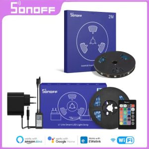 Kontrol Sonoff L2/L2 Lite WiFi Akıllı LED Işık Şeridi Dimmabable Esnek RGB Şerit Işık Uygulaması Ewelink Alexa Google Home aracılığıyla uzaktan kumanda