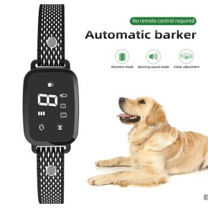 Collars Automatic Anti Bark Dog Collar for Puppies Waterproof Rechargeable Dog Effective Stop Barking Training Collar Double Vibration