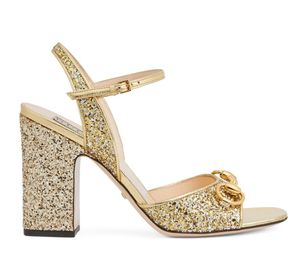 Kvinna High Heels Luxury Design Sandal Gold Horsebits Heeled Sandals Metal Buckle Lady High Heels Lady Elegant Gladiator Sandalias 35-42