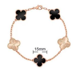 Designer Jewelry Luxury Bracelet Link Chain Vanca Four Leaf Grass Five Flower Bracelet v Gold Thickened Natural Beimu Jade Chalcedony VD75