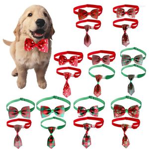 Dog Apparel 1PCS Christmas Plaid Pet Tie Bow Neck Strap Cat Necklace Collar Bows Dogs Accessories