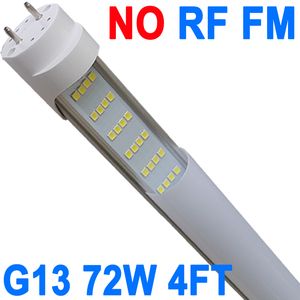 4FT LED T8 Type B Tube Lights, 72W(120W Equivalent), 7200LM, 6000K, Double End Powered, Ballast Bypass, 4 Foot T10 T12 Fluorescent Bulbs Replacements, Milky Cover crestech