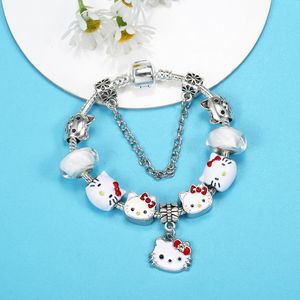 Klasik marka sıcak diy karikatür bilezik kızlar için sevimli stil küçük kedi boncuklu bilezik romantik hediye butik çocuklar s bileklik tasarımcı mücevherler
