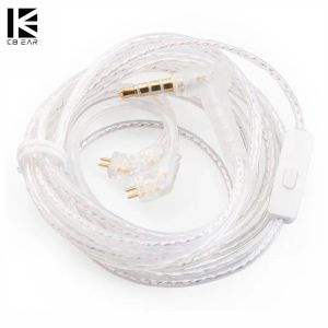Accessories KBEAR ST10 High Purity Silver plated Upgrade Cable kzB Type/QDC 2PIN 3.5MM 0.78 Steel Plug OFC Omnidirectional Microphone Pro