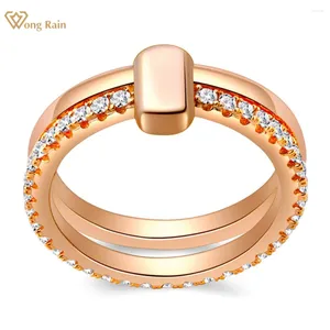 Anéis de cluster wong chuva 18k banhado a ouro 925 prata esterlina laboratório safira pedra preciosa festa de casamento moda anel jóias para mulheres banda