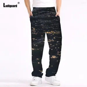 Calças masculinas Ladiguard Plus Size Stand Bolso Reto Cintura Elástica Harem Calças 2024 Moda Gótica Astronomia Impressão Sweatpants