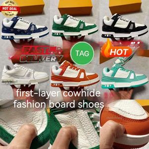 Designer Sneaker Virgil Trainer Scarpe da corsa Pelle di vitello Pelle Abloh Bianco Verde Rosso Blu Lettera Sovrapposizioni Piattaforma Moda Sneakers basse di lusso