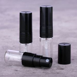 Bottle 100 Pcs/Lot 1ml 2ml Perfume sample empty bottle Black Plastic nozzle fine mist atomizer