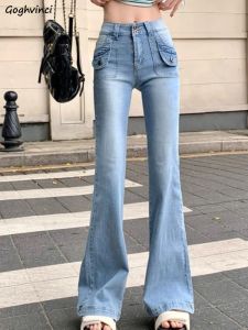 Jeans Full Length Jeans Women Boot Cut Vintage High Waist Casual Bleached Chic Allmatch Elegant S4XL Korean Style Fashion Fit Ladies