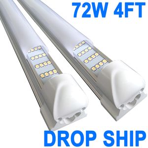LED w sklepie LED, 4ft 72 W 6500K zimno biały, zintegrowane lampki rurowe LED o 4 stopy, wtycz lampy garażowej, 4 rzędy, wysoka wyjściowa, łączona szafka Crestech