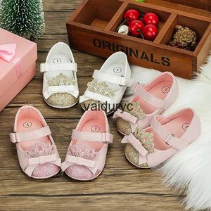 Pierwsze Walkers Baby Girl Buty Crown Bling Pink Princess Anti-Slip Flat Rubber Sole Noworodki Niemowlę Toddlerh24229