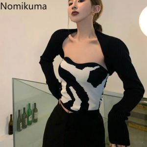 Strickjacken Crop Tops Mode Strickjacke Mantel Frauen Kleidung Langarm Tunika Gestrickte Dünne Sueter Mujer Casual Sommer Pullover Pull Femme