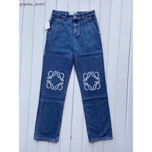 Loewe Mens Jeans High Street Designer Legh Open Fork Tight Capris Embroidery Denim Pounser
