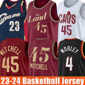 Donovan Mitchell Basketball Jersey Evan Mobley Clevelands Jerseys 45 4 Cavaliers''Mens James Embroidered Stitched