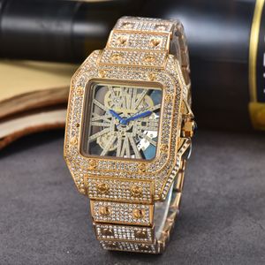 Luxury Brand Mens Designer Watches High Quality Stainless Steel Full Diamond Hip Hop Quartz Watches Skeleton Iced Bracelet Watches