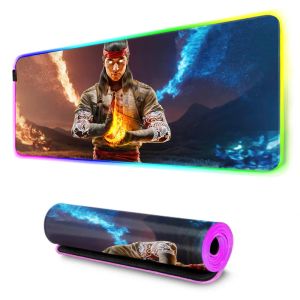 パッドラージRGBマウスパッドゲーミングマウスパッドLED Mausepad Gamer Mortal Kombat 1 Mouse Carpet Big Mausepad PC Desk Pad Pad Mat Mat Backlightラグ