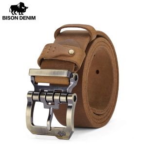 Belts Bisondenim Men Belt Male High Quality Leather Belt Men Male Genuine Leather Strap Pin Fancy Vintage Jeans W71792