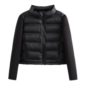 Parkas Women's Parkas Jackets vinter varmt utkläder svart med blixtlås lapptäcke damer elegant mode kvinna jacka zatraf kapptoppar