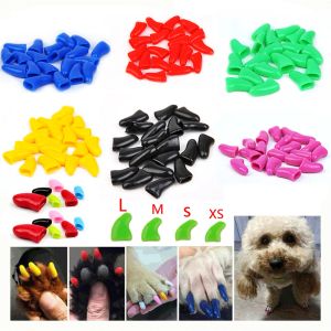 Grooming 100 pçs/lote silicone macio gato tampas de unhas gatinho filhote de cachorro pata garra suprimentos cuidados coloridos gatos cães capa de unhas protetor de unhas para animais de estimação