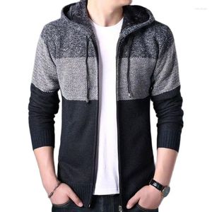 Erkek Sweaters Kalın Kapüşonlu Sonbahar Kış Sweater Patchwork Poleece Hardigan Ceket Erkekler Ceket Sıcak Erkek Büyük Boy Kıyafetler Artı Boyut