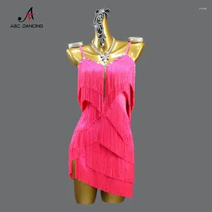 Stage Wear Latin Dance Dress Woman Line Clothes Practice Suit Stand Ball Sport Costume Dancewear Prom Fringed Skirt Party Girls