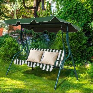 Camp Furniture Outdoor Swing Terrace With Removable Mat And Powder Coated Steel Frame 3-person Porch Canopy